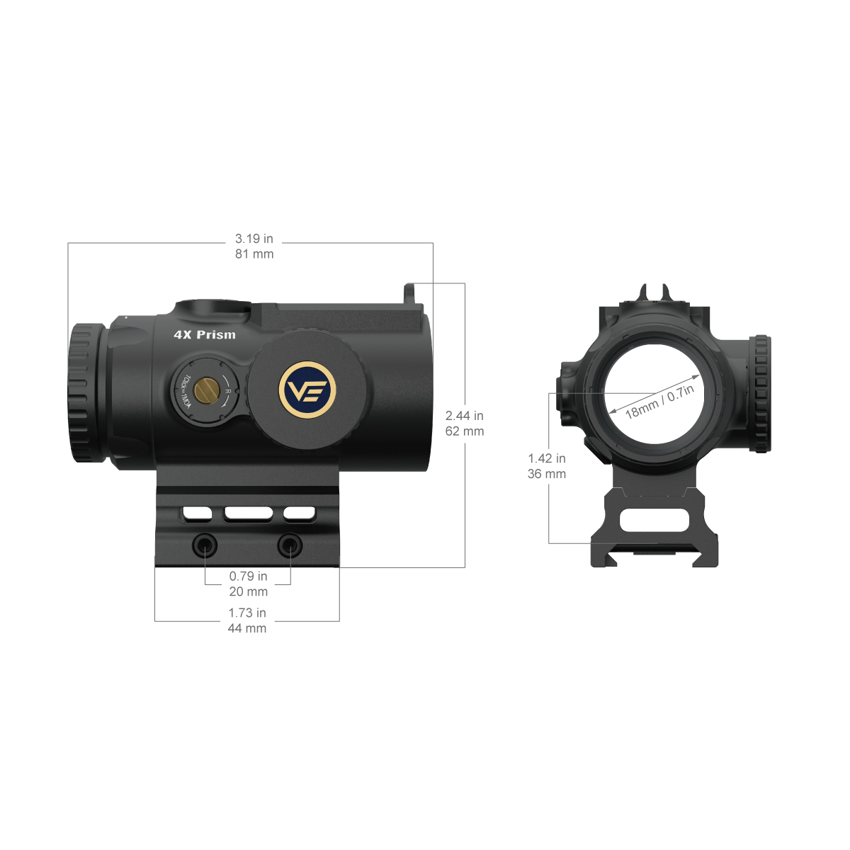 Vector Optics Paragon 4x24 ultra compact prism διόπτρα τυφεκίου