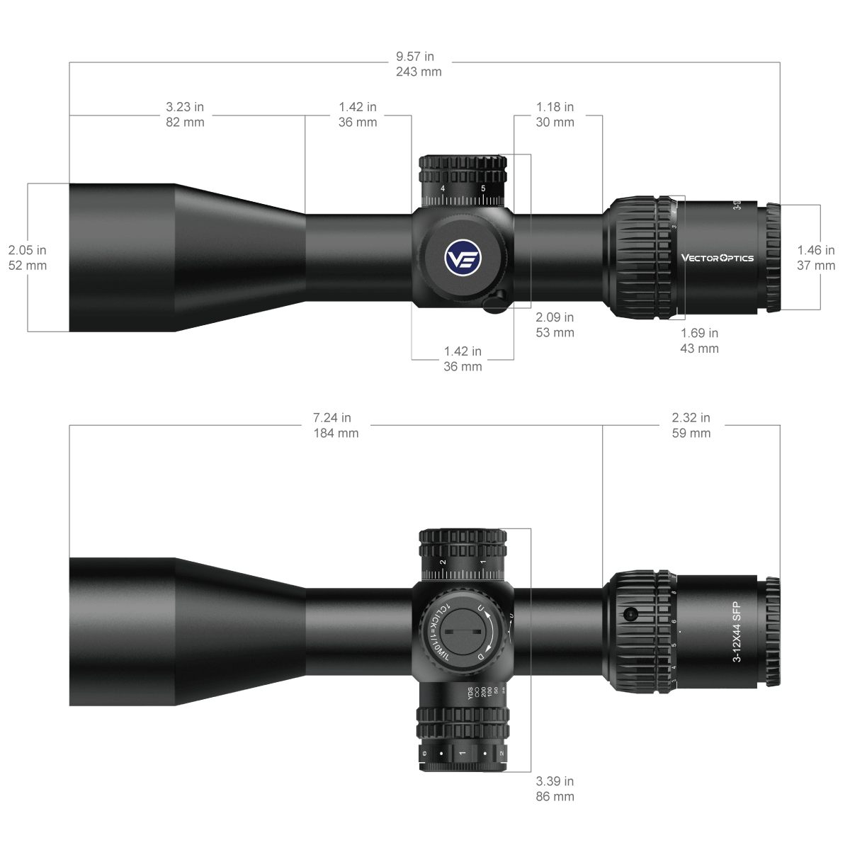 Vector Optics Veyron 3-12x44IR SFP συμπαγής διόπτρα τυφεκίου Vector Optics