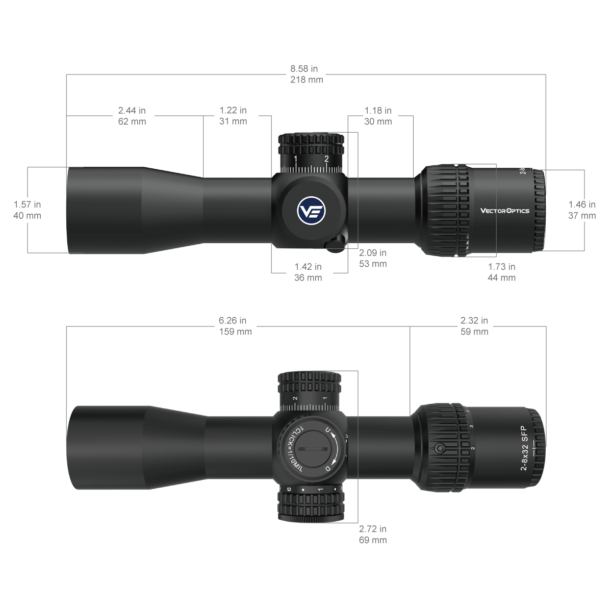 Vector Optics Veyron 2-8x32IR συμπαγής διόπτρα τυφεκίου