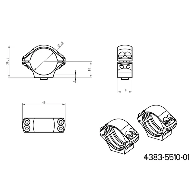 30mm δακτύλιοι στήριξης διόπτρας | μακριά βάση Picatinny QD Tactical