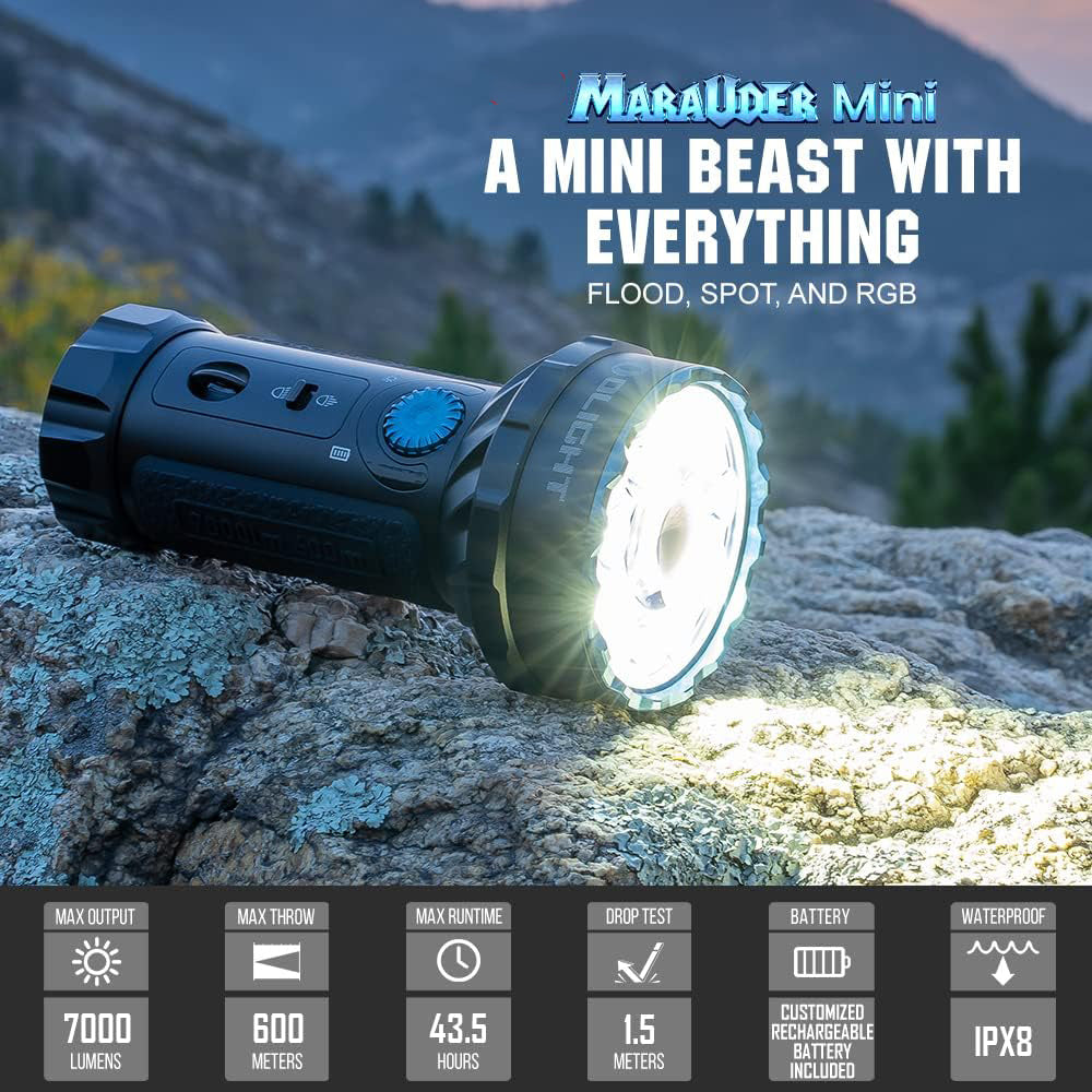Olight Marauder Mini | πολύχρωμος επαναφορτιζόμενος φακός | 7.000 lm