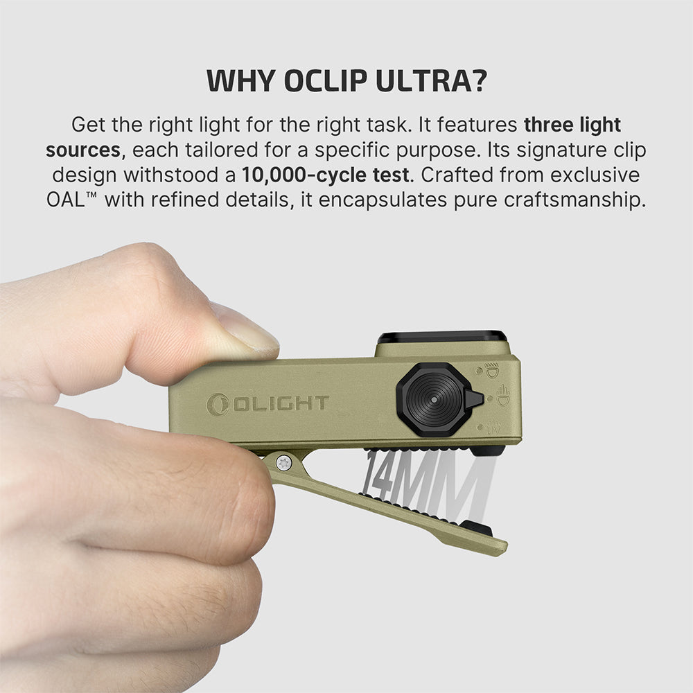 Olight Oclip Ultra | 3-σε-1 clip-on EDC φως | 530 lm - Olive Green