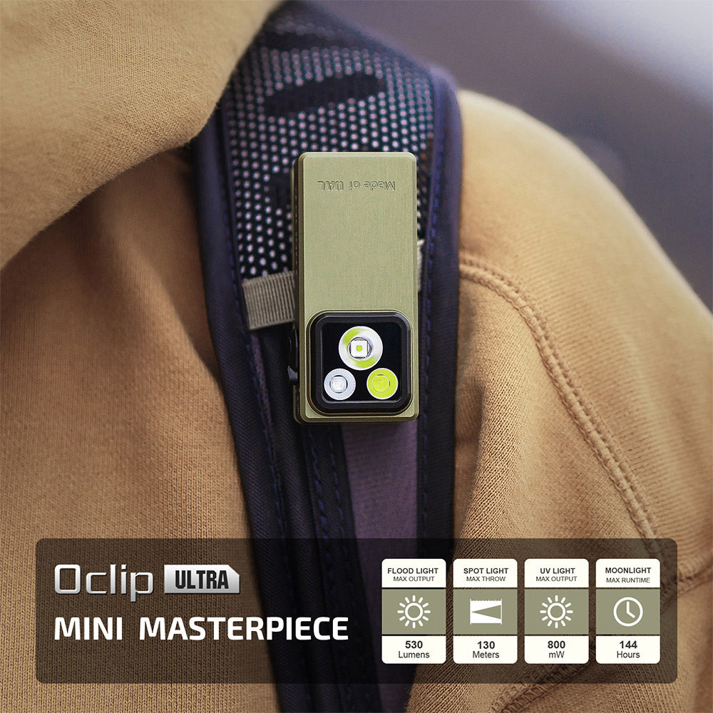 Olight Oclip Ultra | 3-σε-1 clip-on EDC φως | 530 lm - Olive Green