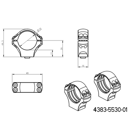 30mm δακτύλιοι στήριξης διόπτρας | μακρύ Picatinny QD Ergo βάση 