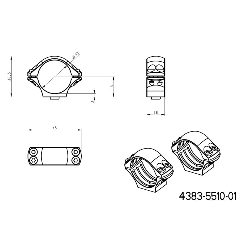 30mm δακτύλιοι στήριξης διόπτρας | μακρύ Picatinny QD Ergo βάση 