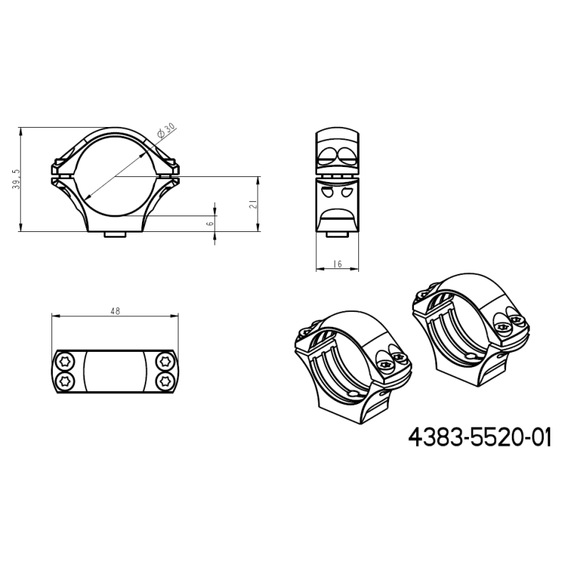 30mm δακτύλιοι στήριξης διόπτρας | μακρύ Picatinny QD Ergo βάση 