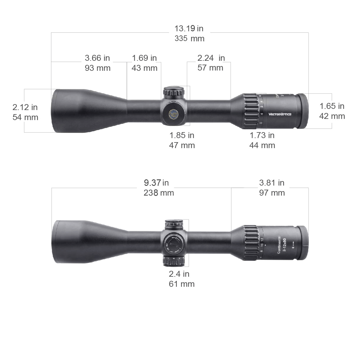 Vector Optics Διόπτρα τουφεκιού Continental 2-12x50 SFP 