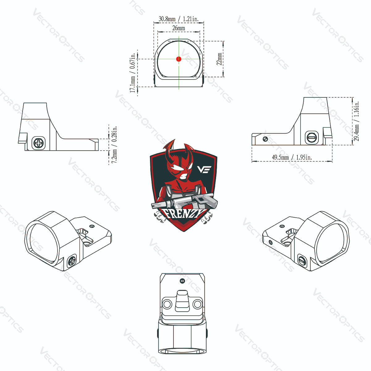 Vector Optics Φρενίτιδα 1x22x26 MOS red dot 