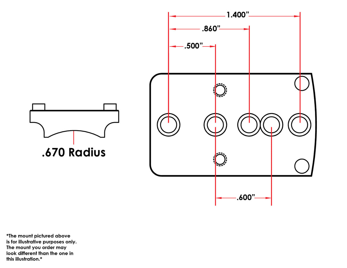Universal βάση red dot για καραμπίνα / τουφέκι [.670" Radius] 