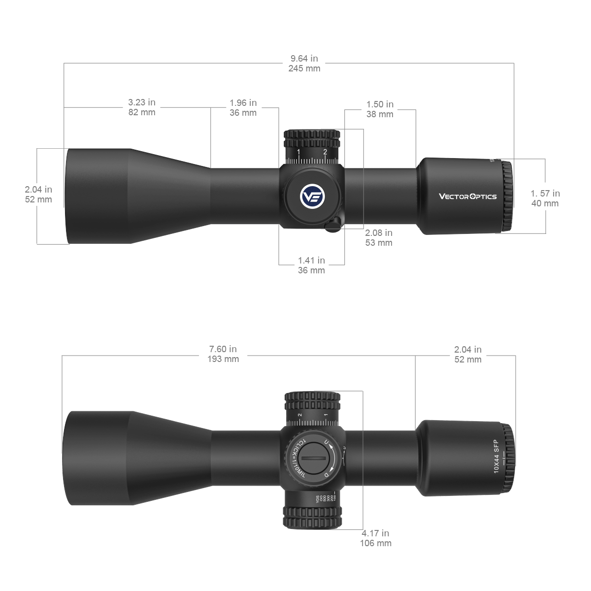 Vector Optics Veyron 10x44 SFP συμπαγές σκοπευτικό τουφεκιού 