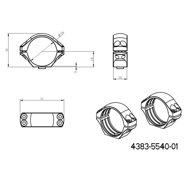 34mm δακτύλιοι στήριξης διόπτρας | μακριά βάση Picatinny QD Tactical 