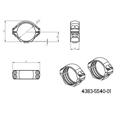 34mm δακτύλιοι στήριξης διόπτρας | μακριά βάση Picatinny QD Tactical 