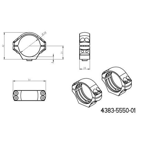 34mm δακτύλιοι στήριξης διόπτρας | μακριά βάση Picatinny QD Tactical 