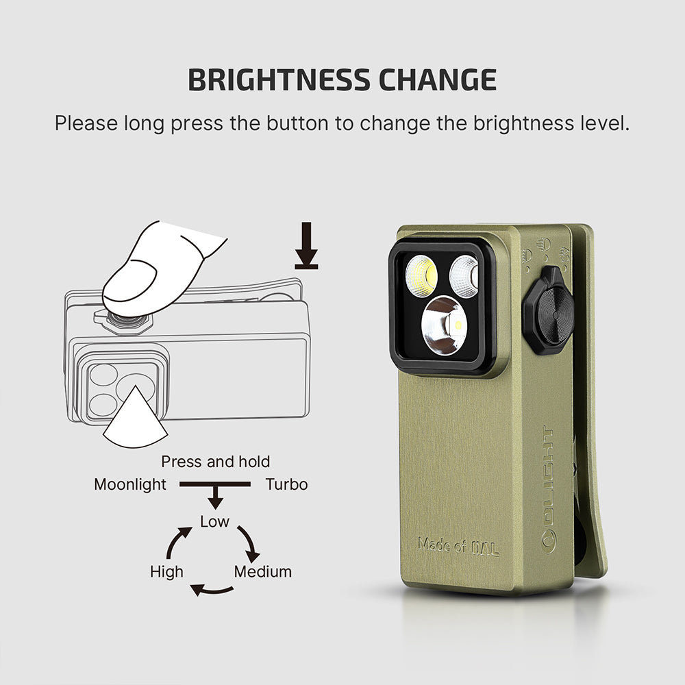 Olight Oclip Ultra | 3-σε-1 clip-on EDC φως | 530 lm - Olive Green
