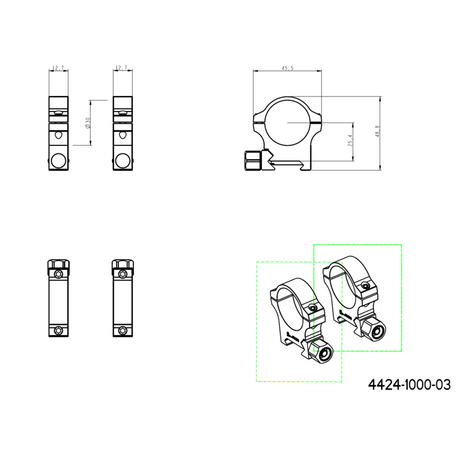 30mm δακτύλιοι στήριξης διόπτρας | Βάση Picatinny με παξιμάδι βίδας 